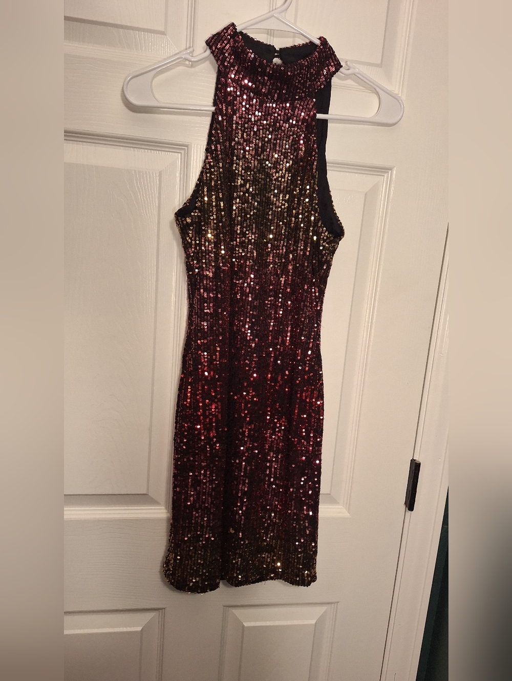 B Darlin Red and Gold Sequin Mini Dress